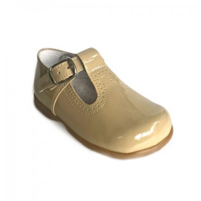 184-E Nens Camel Patent T-Bar Shoe 